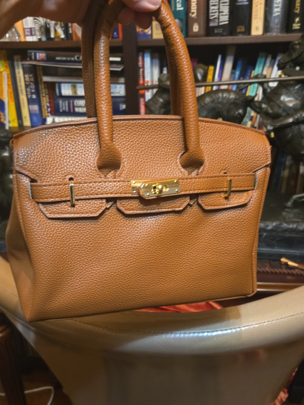 Classic Mini Tote Bag in Tan with Gold Hardware